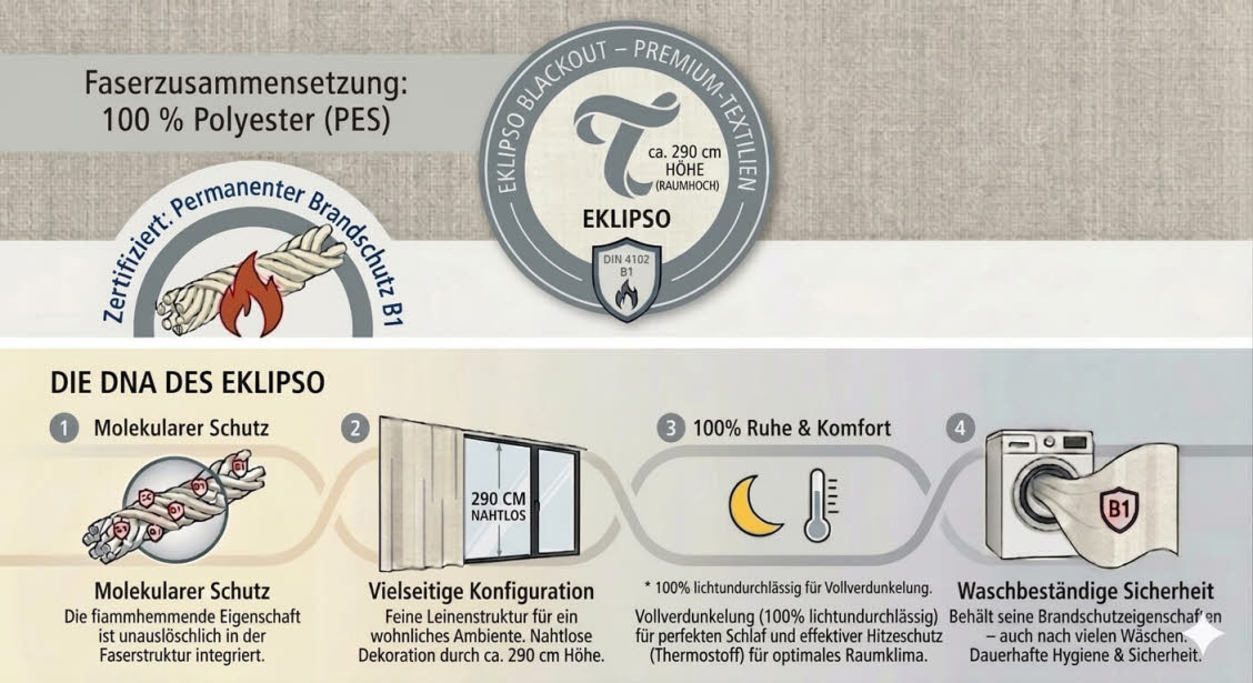Eclipso Blackoutstoff Thermostoff schwer entflammbar DIN4102B1