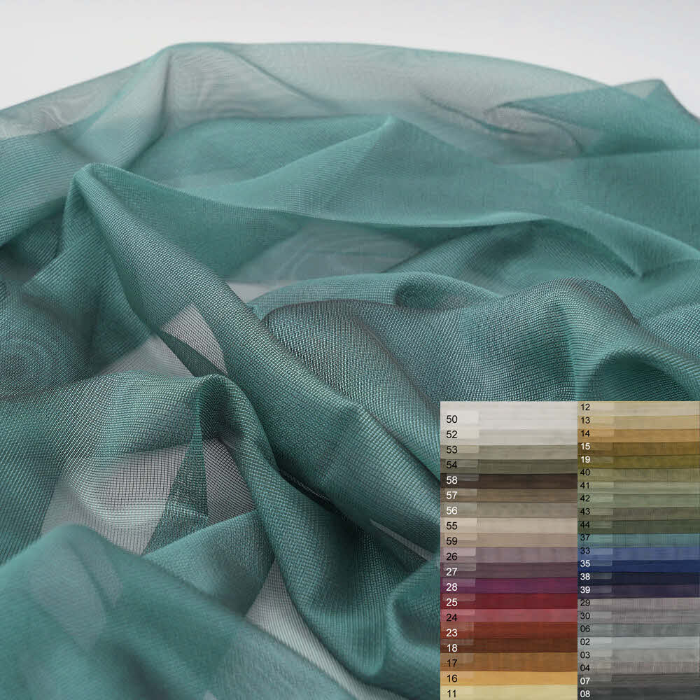 Gardinen Voile 50806 farbig , 300 cm Höhe, feiner Stores Trevira CS flammenhemmend DIN4102B1 mit Bleiband
