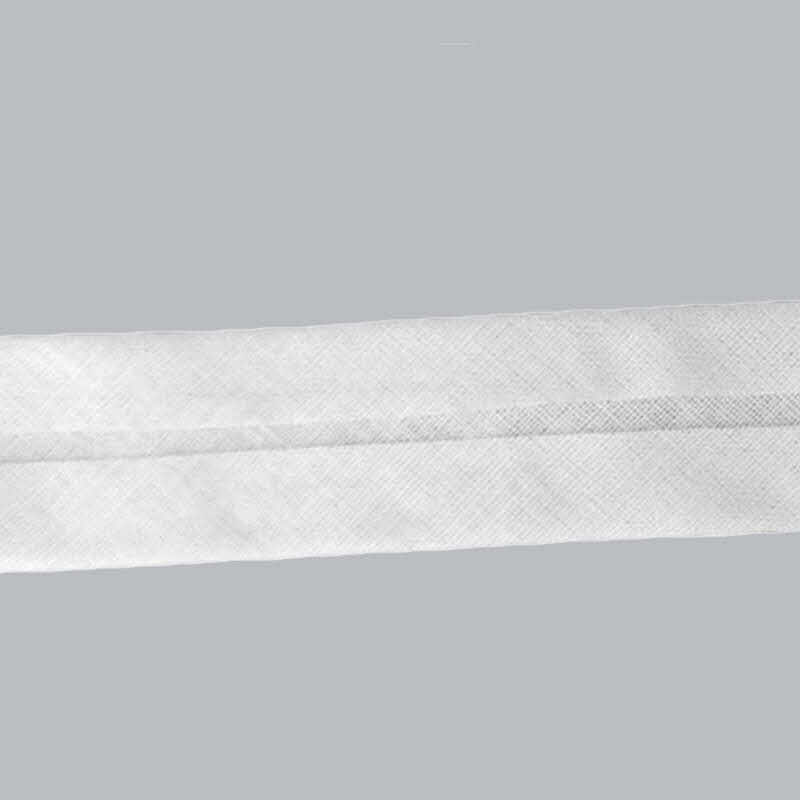 Baumwoll Schrägband 20/40 mm gefalzt, Farbe weiß