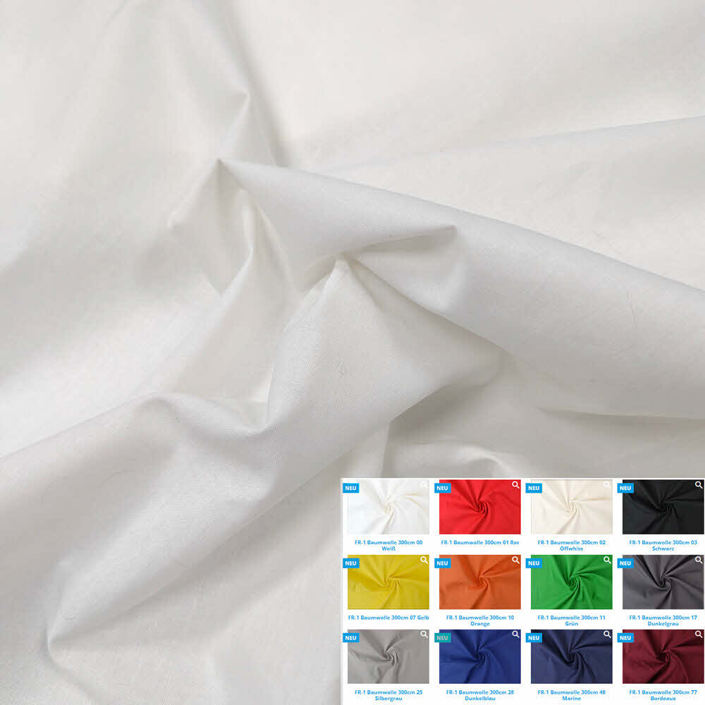 Baumwollstoff gefärbt flammenhemmend DIN4102B1 ca. 300 cm breit je Ballen