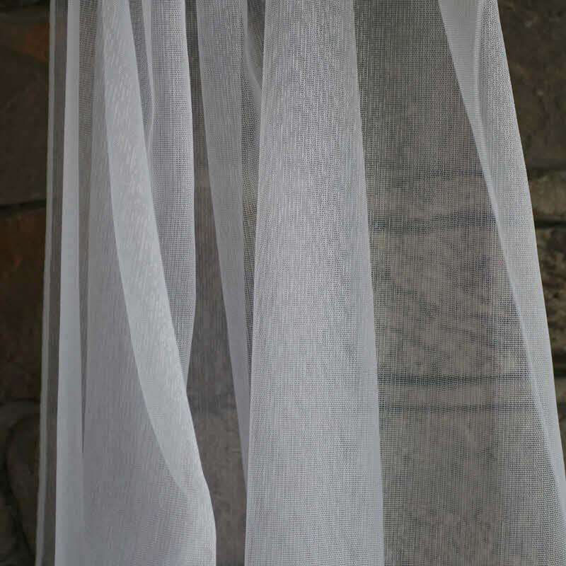 Drehergardinen-Stores weiß , frosty Eis Streifen Trevira CS flammenhemmend mit Bleiband