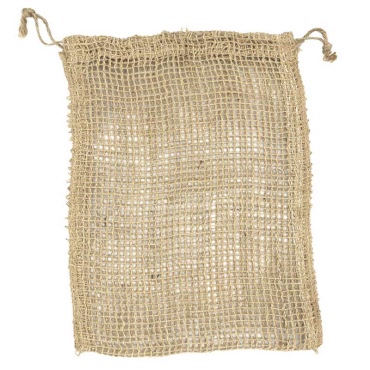 Lino-Säcke aus Jutenetz ca. 33 x 24 cm Außennaht natur Kordel lebensmittelecht 