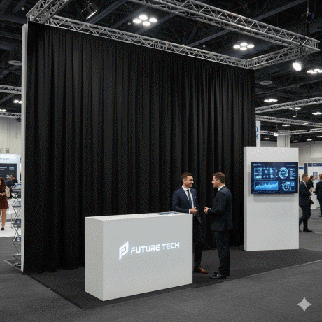 Vorhang locker in Falten auf Messe