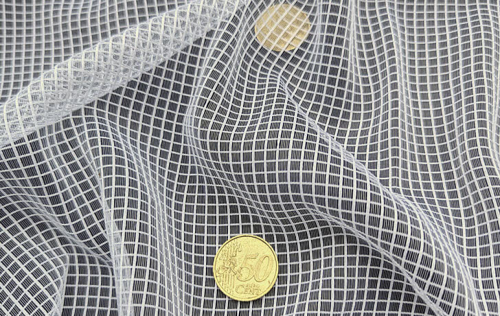 Gardinen Stores 2866 weiß, grobe Netz-Struktur,  Trevira CS flammenhemmend DIN4102B1 mit Bleiband