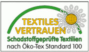 Geprüft auf Schadstoffe nach OEKO-TEX® Standard 100 Pfüfziffer 07.JA.56948 (Hohenstein)