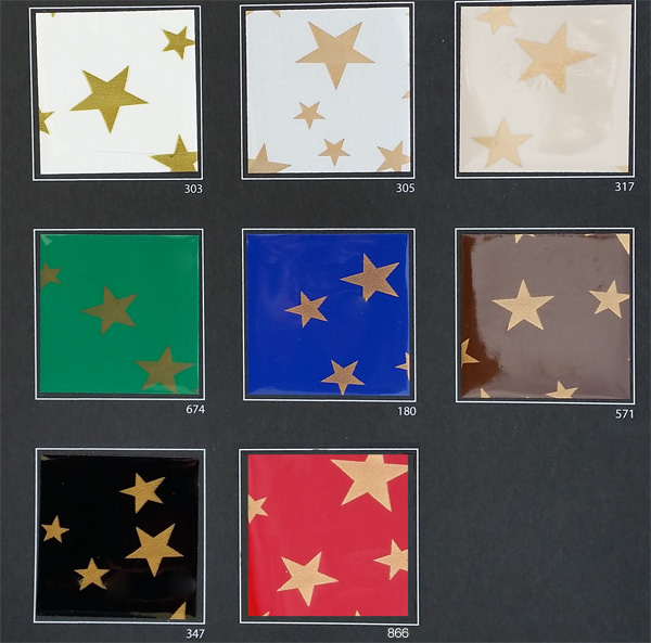 Farbkarte Starmix Lackfolie mit goldenen Sternen