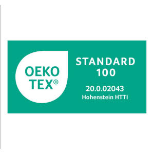 Oeko-tex Standard 100 Geprüft 20.0.02043 Hohenstein HTTI