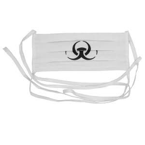 Altagsmaske aus Baumwolle mit Aufdruck Biohazard Logo in schwarz