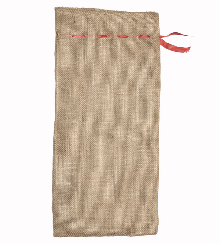 Jutesäckchen in der Größe 50 x 24 cm lebensmittellecht mit rotem Band