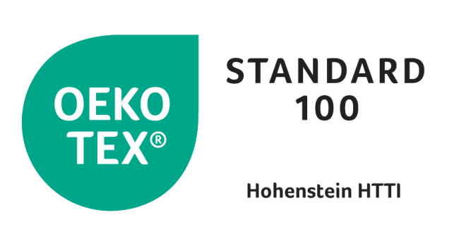 OEKO-TEX® Standard 100: (Zertifikatsnummer 14.0.39422 Hohenstein HTTI) 