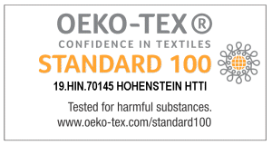 •Oeko-tex Standard 100 (19.HIN.70145 HOHENSTEIN HTTI)