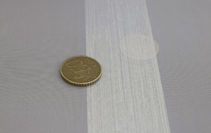 Voile feiner Gardinen-Stores weiß 3500, 3 cm breiter Streifen, 295 cm Höhe, Trevira CS flammenhemmend DIN4102B1 mit Bleiband