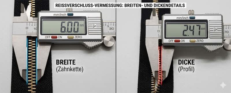 Reißverschluß-Schieber Größe Messen